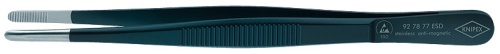 KN-927877ESD Пинцет универсальный ESD, нерж, 145 мм, зазубренные прямые тупые губки KNIPEX