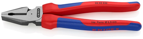 KN-0202225 Плоскогубцы комбинированные особой мощности, 225 мм, фосфатированные, 2-комп ручки KNIPEX