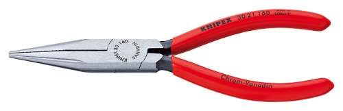 KN-3021140 Длинногубцы, плоскокруглые рифлённые губки 42 мм, длина 140 мм, фосфатированные, обливные ручки KNIPEX