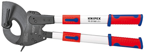 KN-9532060 Кабелерез с трещоткой, Ø 60 мм (740 мм², MCM 1400), длина 630 мм, 2К телескопические ручки KNIPEX
