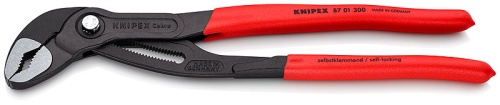 KN-8701300SB COBRA Клещи переставные, зев 70 мм, длина 300 мм, фосфатированные, обливные ручки, SB KNIPEX