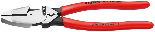 KN-0911240 Lineman's Плоскогубцы электромонтажные, зона обжима, 240 мм, фосфатированные, обливные ручки KNIPEX