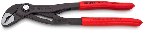 KN-8711250SB COBRA …matic клещи переставные, пружина, зев 50 мм, длина 250 мм, фосфатированные, обливные ручки, SB KNIPEX