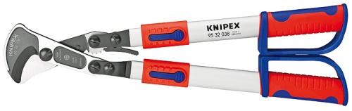 KN-9532038 Кабелерез с трещоткой, Ø 38 мм (280 мм², MCM 550), длина 570 мм, 2К телескопические ручки KNIPEX