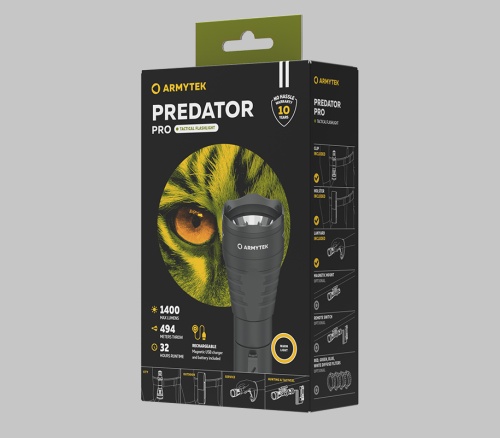 Фонарь Armytek Predator Pro Magnet USB (теплый свет) F07301W фото 4