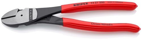 KN-7421200 Бокорезы особо мощные, губки 12°, 200 мм, фосфатированные, обливные ручки KNIPEX