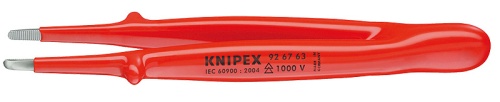 KN-926763 Пинцет VDE захватный прецизионный, захватные плоскости с зубцами, хром, 145 мм KNIPEX
