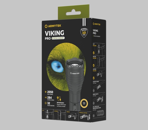 Фонарь Armytek Viking Pro Magnet USB (теплый свет) F07701W фото 4