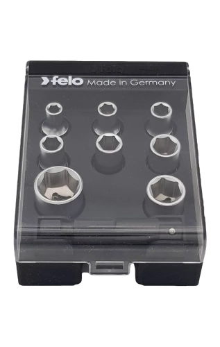Felo Набор метрических головок с адаптером 50мм с 1/4" на E6,3 в кейсе, 9шт 05798106 фото 5