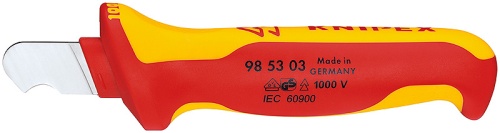 KN-985303 Нож для круглого кабеля VDE, 170 мм, 2-комп диэлектрическая ручка KNIPEX