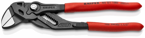 KN-8601180 Клещи переставные-гаечный ключ, зев 40 мм, длина 180 мм, фосфатированные, обливные ручки KNIPEX