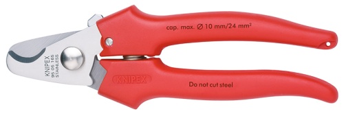 KN-9505165SB Кабелерез, Ø 10 мм (24 мм²), длина 165 мм, пружина, нерж. хирургическая сталь, 1-комп ручки, SB KNIPEX
