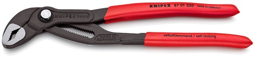 KN-8701250SB COBRA Клещи переставные, зев 50 мм, длина 250 мм, фосфатированные, обливные ручки, SB KNIPEX