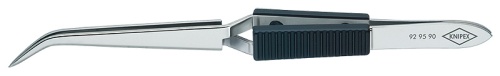 KN-929590 Пинцет крестовидный, тонкие зазубренные губки 45°, 160 мм, пружинная сталь, хром KNIPEX
