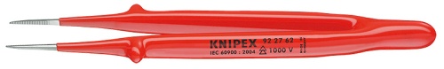 KN-922762 Пинцет VDE захватный прецизионный, зазубренные губки с тонкими кончиками, хром, 150 мм KNIPEX