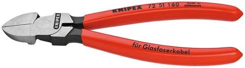 KN-7251160 Бокорезы для оптоволокна, пружина, 160 мм, обливные ручки KNIPEX