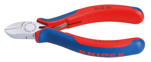 KN-7622125 Бокорезы электромеханика, пружина, без фаски, 125 мм, фосфатированные, 2-комп ручки KNIPEX