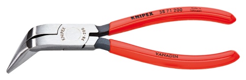 KN-3871200 Плоскогубцы механика, плоскокруглые губки 70°, 200 мм, фосфатированные, обливные ручки KNIPEX