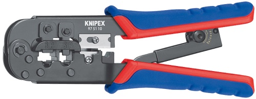KN-975110 Пресс-клещи для штекеров RJ, 2 гнезда, RJ 11/12 (6-pin), RJ 45 (8-pin), 190 мм KNIPEX