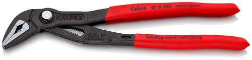 KN-8751250 COBRA ES клещи переставные, тонкие, зев 32 мм, длина 250 мм, фосфатированные, обливные ручки KNIPEX
