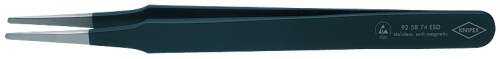 KN-925874ESD Пинцет универсальный ESD, нерж, 118 мм, гладкие прямые тупые губки KNIPEX