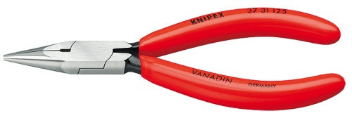 KN-3731125 Плоскогубцы захватные прецизионные, плоскокруглые губки, 125 мм, фосфатированные, обливные ручки KNIPEX