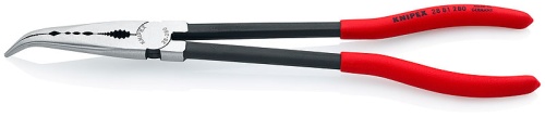 KN-2881280 Плоскогубцы монтажные юстировочные, для труднодоступных мест, губки 45°, 280 мм, фосфатированные, обливные ручки KNIPEX