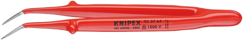 KN-923764 Пинцет VDE захватный прецизионный, зазубренные губки с тонкими кончиками 45°, хром, 150 мм KNIPEX