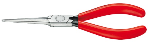 KN-3111160 Длинногубцы, острые плоские прямые гладкие губки 55 мм, длина 160 мм, фосфатированные, обливные ручки KNIPEX